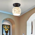 Tiffany style white mosaic shaded semi flush mount bedroom light