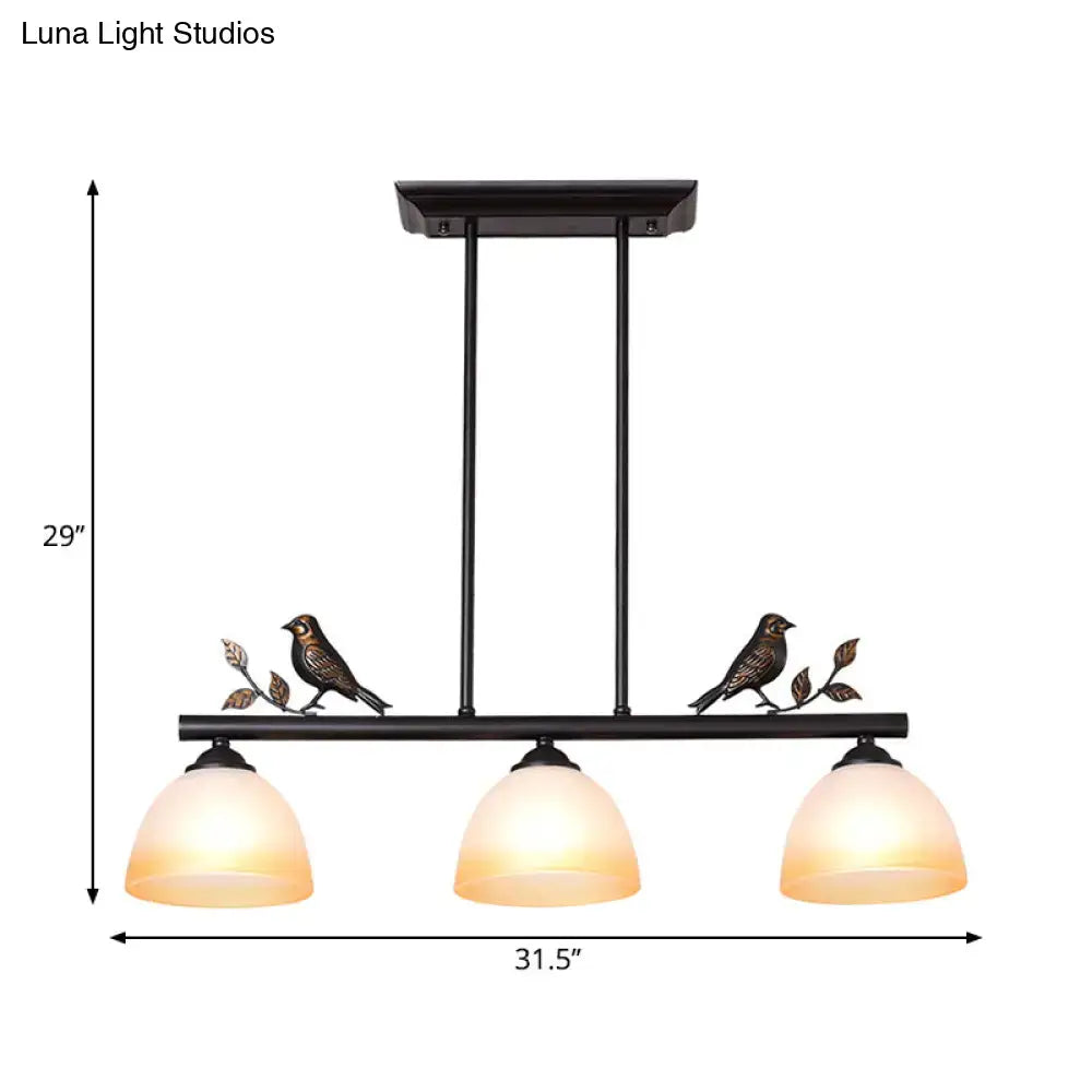 Traditional black & white glass bird pendant light dining room ceiling light