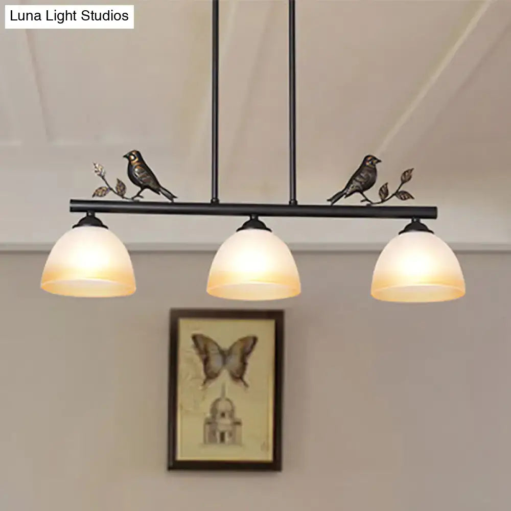 Traditional black & white glass bird pendant light dining room ceiling light