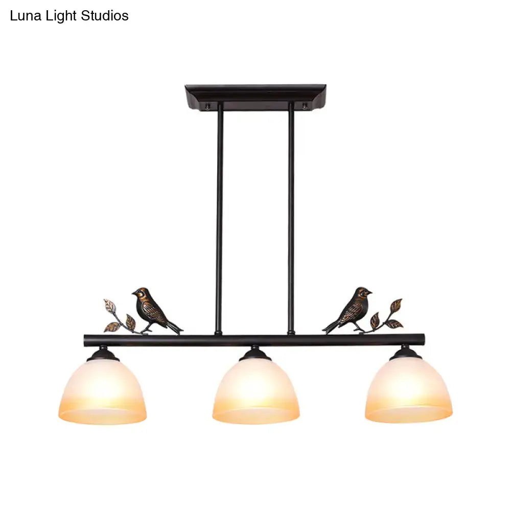 Traditional black & white glass bird pendant light dining room ceiling light