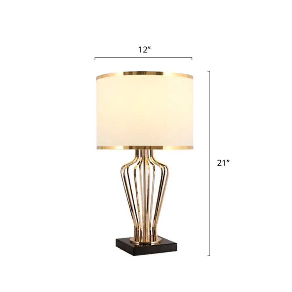 Traditional brass table light with drum shade for living room