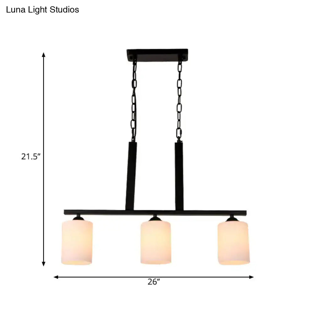 Traditional frosted glass black island pendant for dining room
