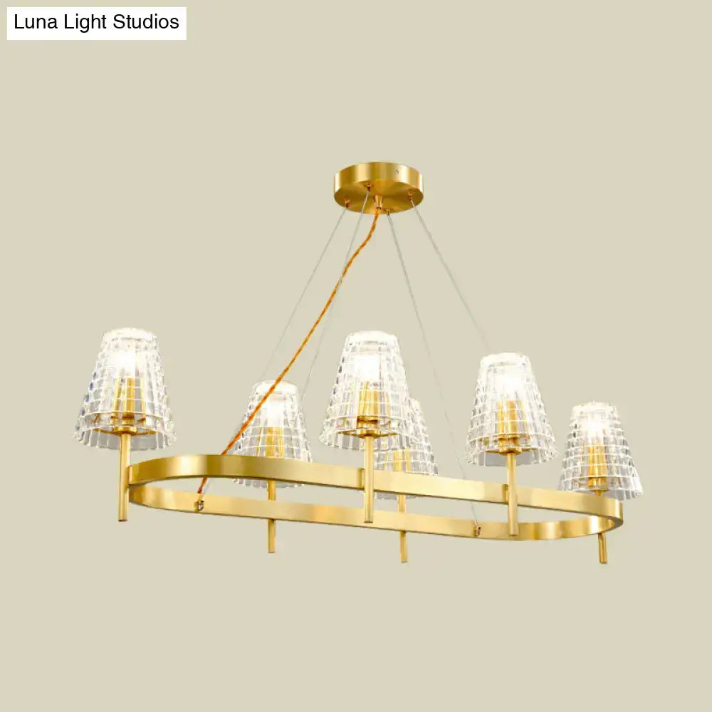 Traditional gold crystal island pendant light dining room