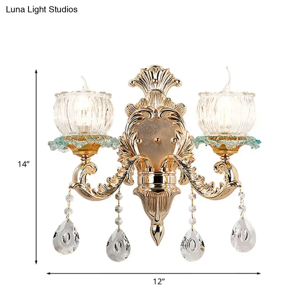 Traditional gold crystal wall sconce e12 restaurant wall lighting