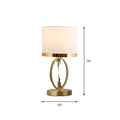 Traditional gold round fabric table light bedroom nightstand lamp