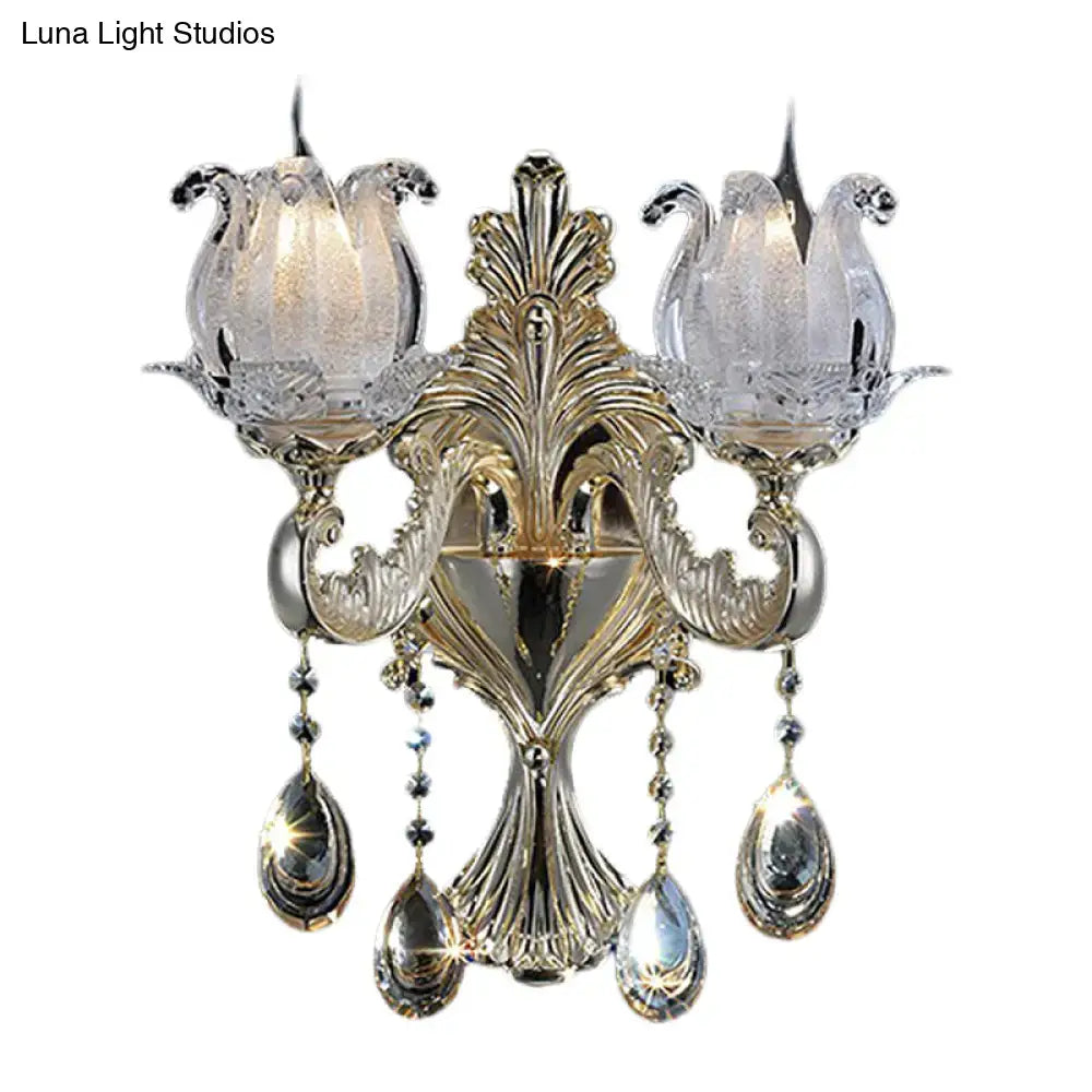 Traditional gold swan frosted glass sconce living room wall light