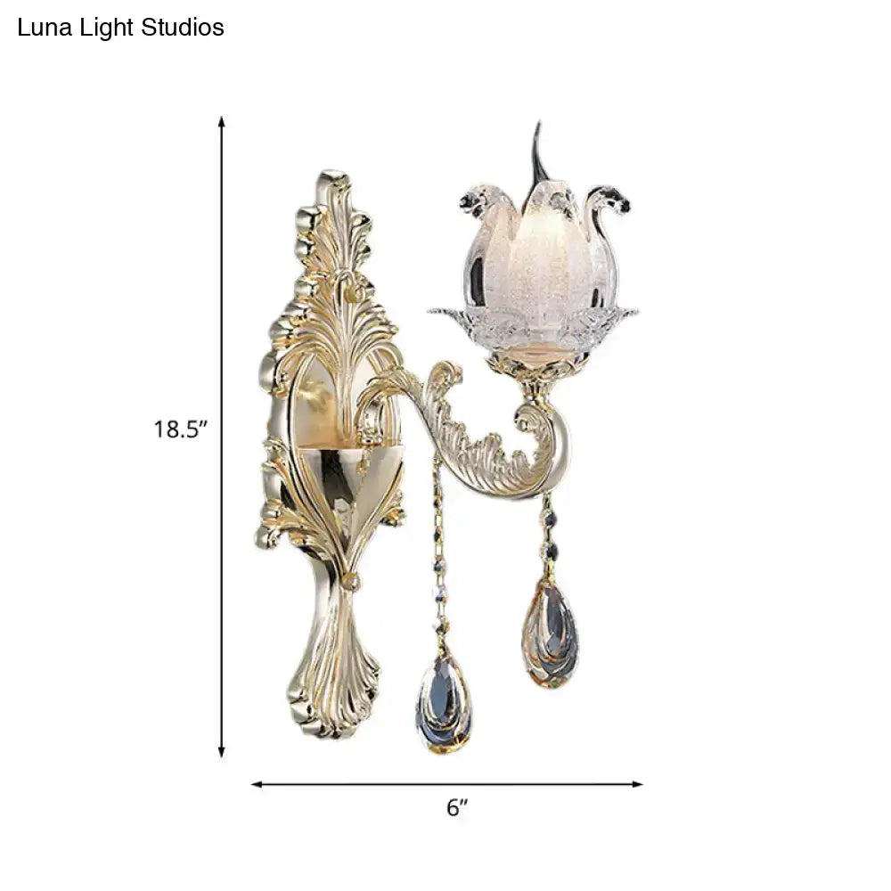 Traditional gold swan frosted glass sconce living room wall light