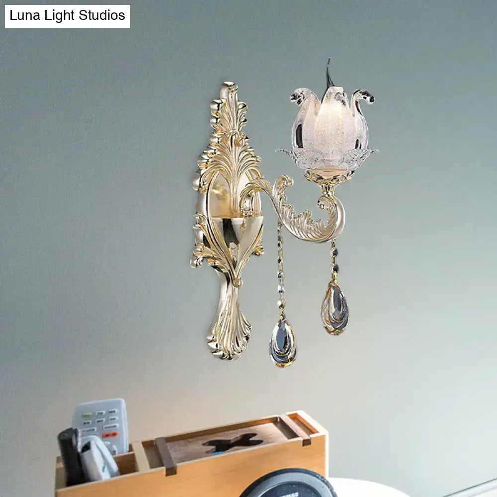 Traditional gold swan frosted glass sconce living room wall light