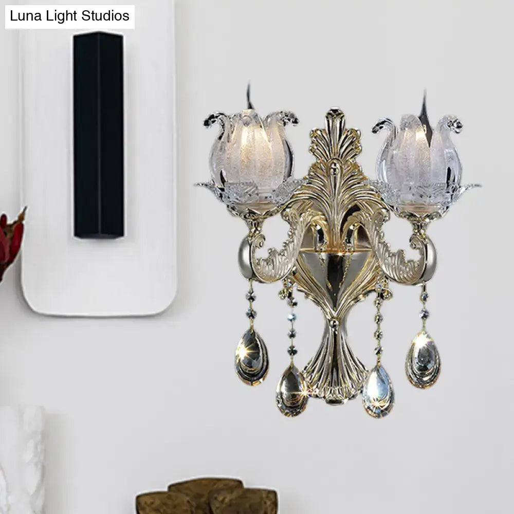 Traditional gold swan frosted glass sconce living room wall light