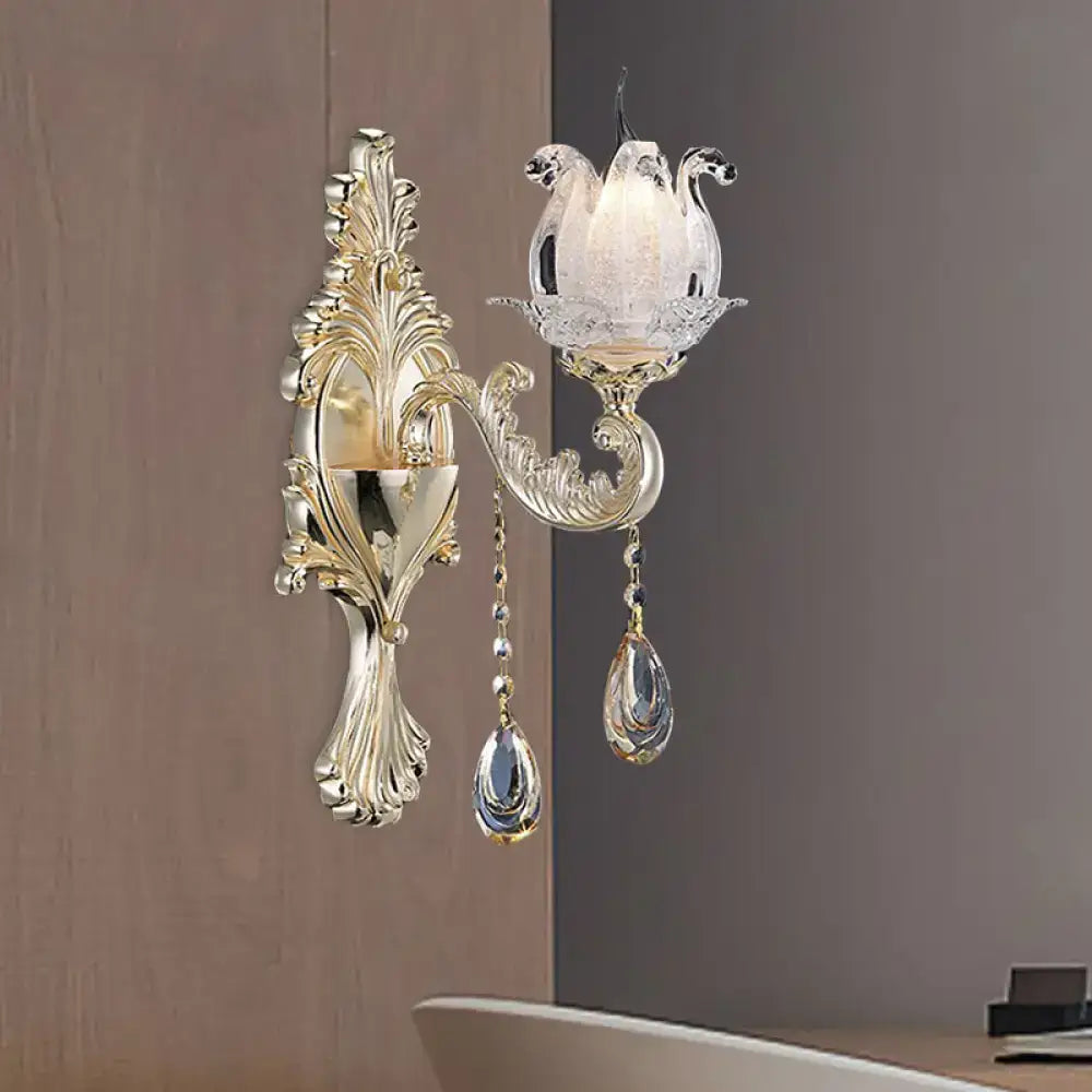 Traditional gold swan frosted glass sconce living room wall light