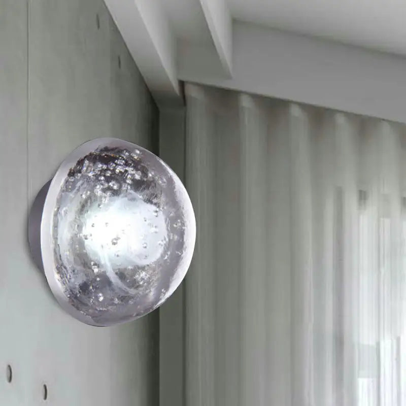 Traditional silver clear crystal bubble wall light bedroom sconce