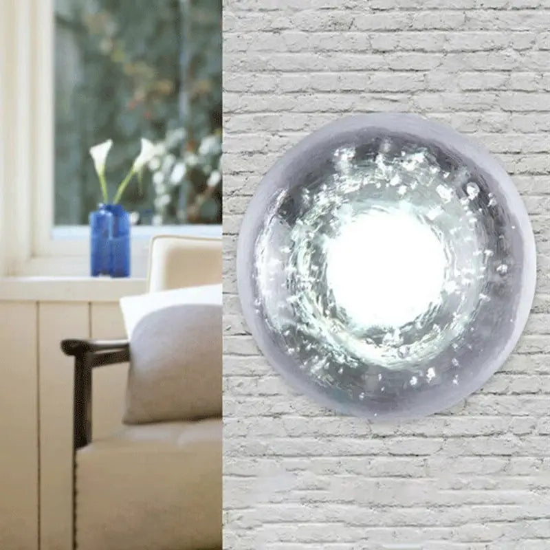 Traditional silver clear crystal bubble wall light bedroom sconce