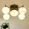 DecorBites™ semi mount bubble shade living room ceiling light with traditional white glass and dark metal base 220v-240v