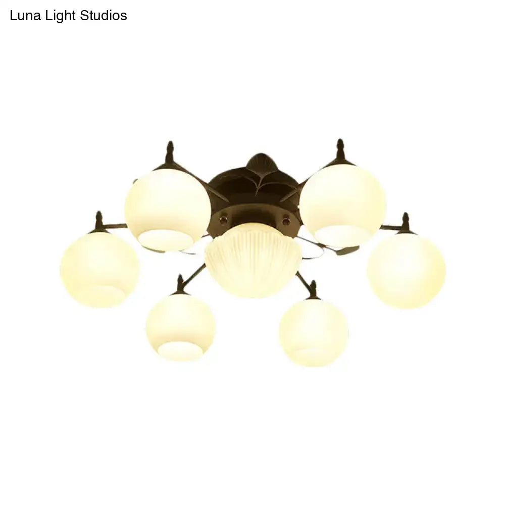 Traditional white glass bubble shade living room ceiling light