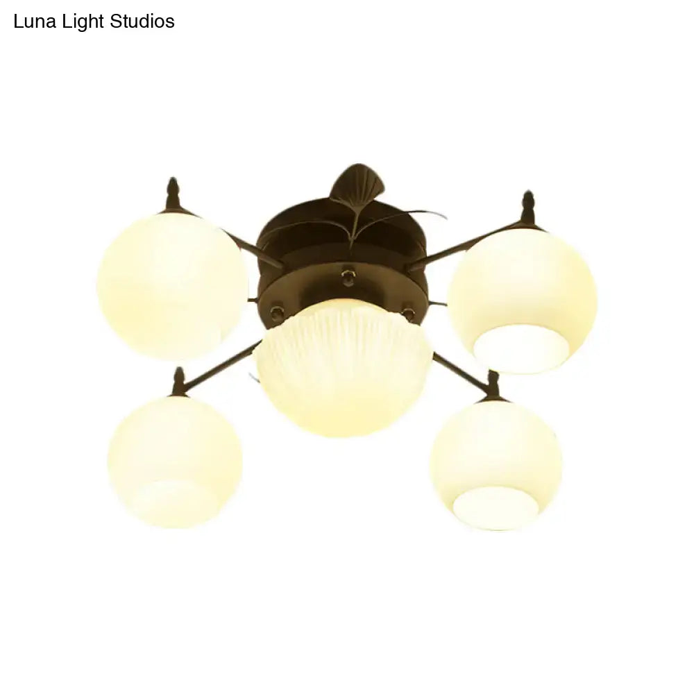 Traditional white glass bubble shade living room ceiling light