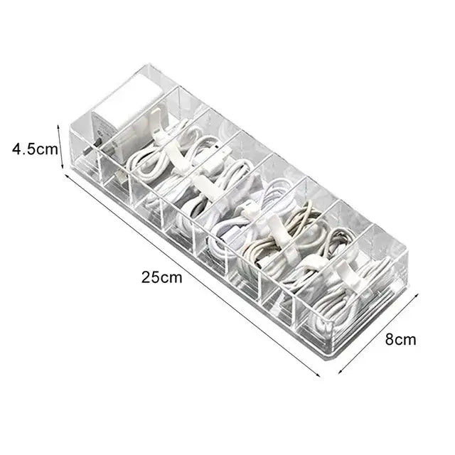Transparent plastic cable storage box office desk wire organizer