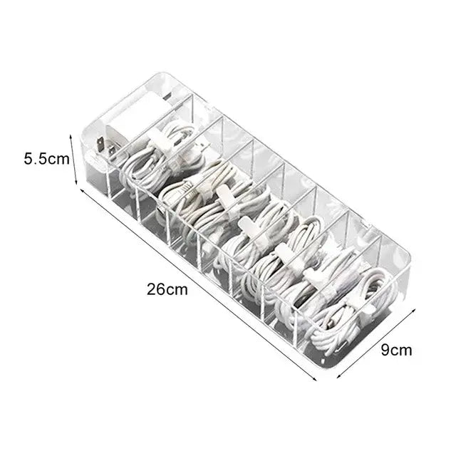Transparent plastic cable storage box office desk wire organizer