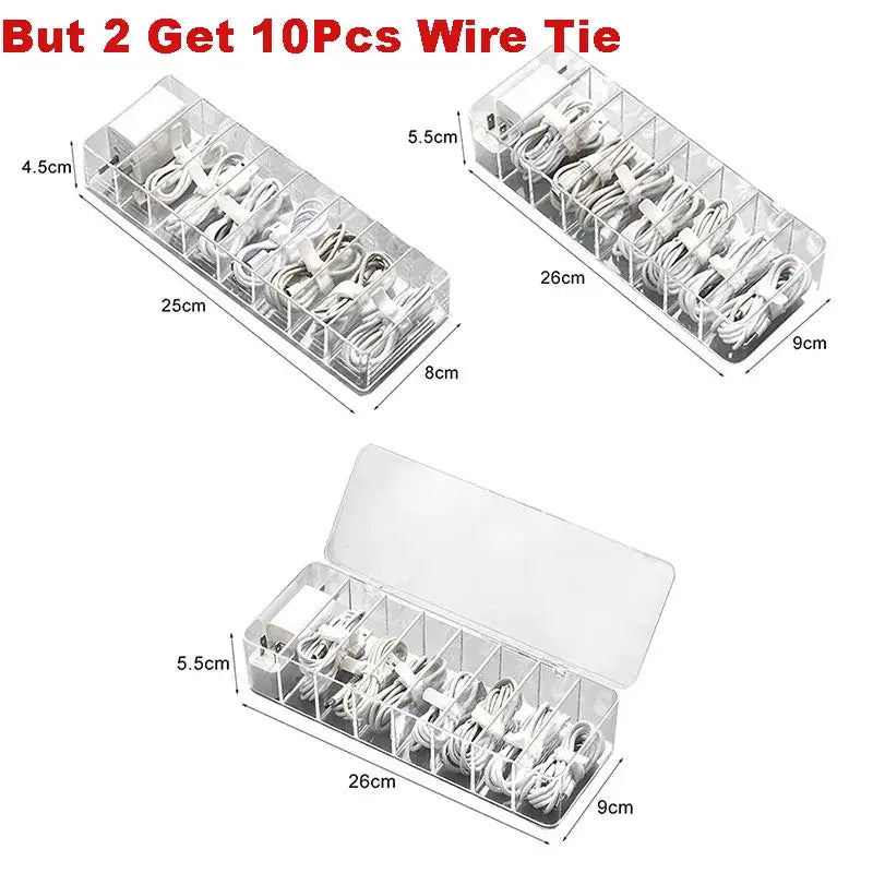 Transparent plastic cable storage box office desk wire organizer