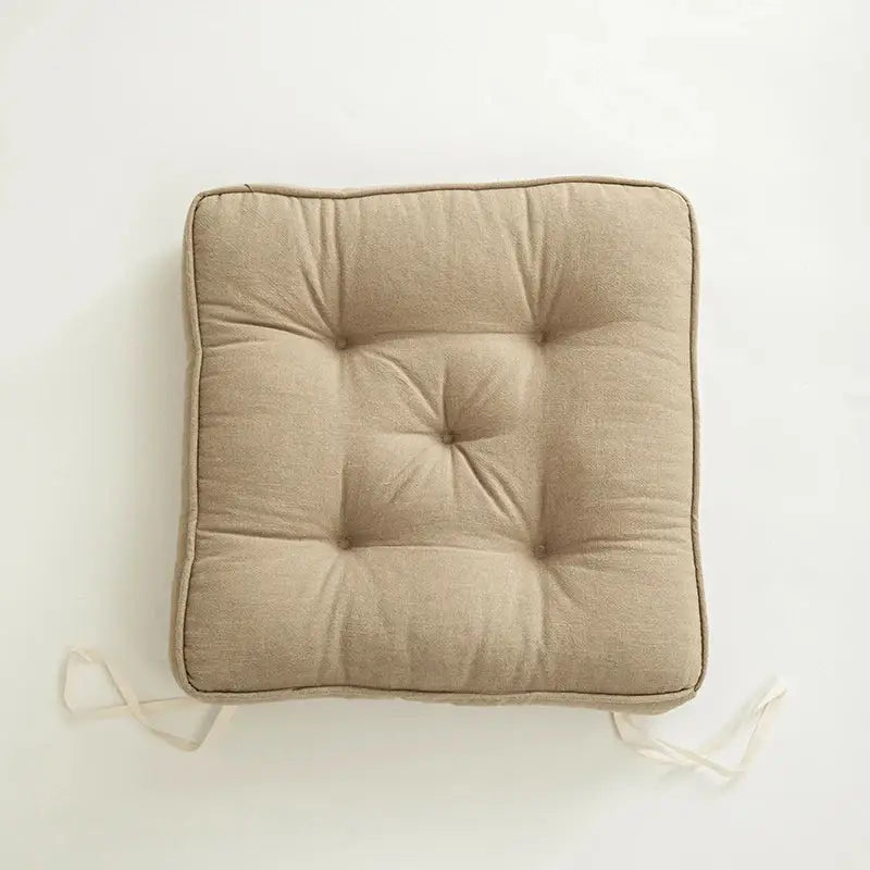 Tufted button cushion in terracotta cream and olive for living room