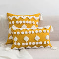 Tufted tassels white & yellow cushion cover living room decor