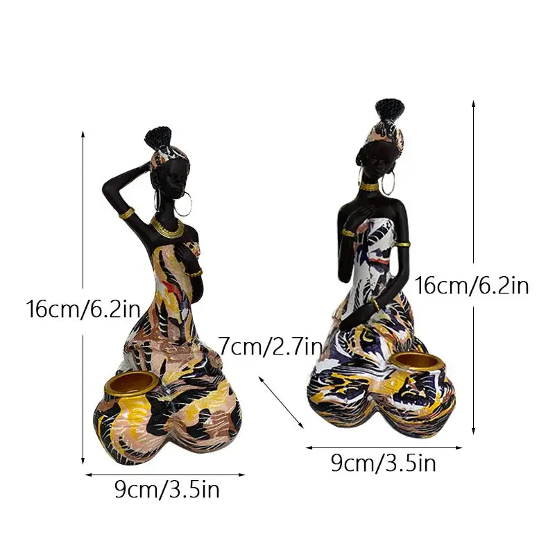 Vibrant african black woman candlestick – living room exotic decor