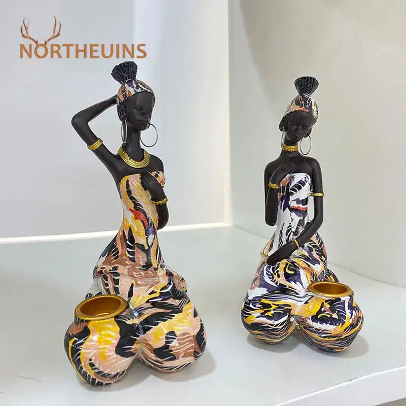 Vibrant african black woman candlestick – living room exotic decor