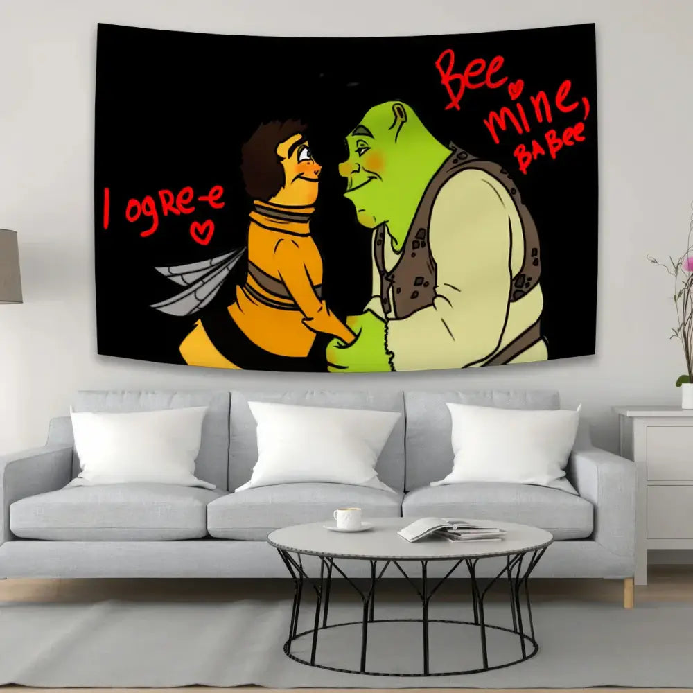 Vibrant bee movie meme tapestry art – living room fabric wall decor