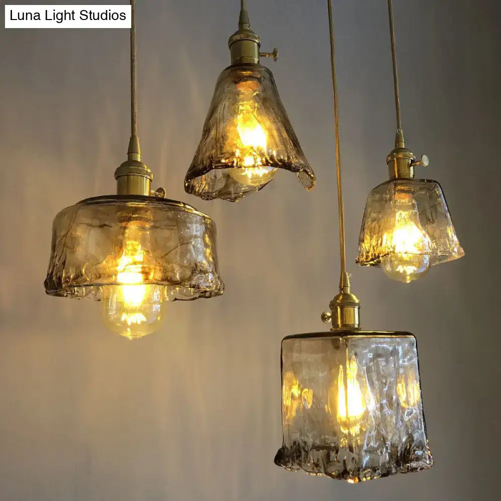 Vintage amber alabaster glass pendant light for living room