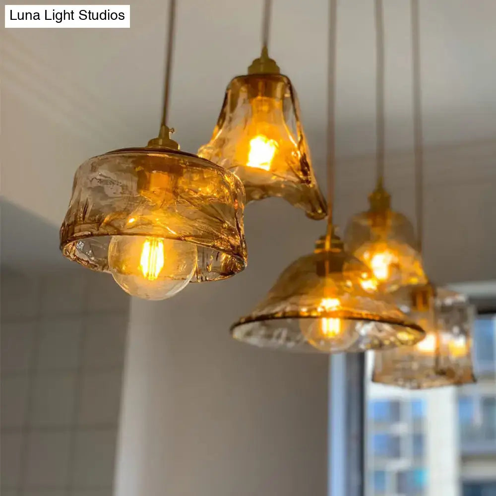 Vintage amber alabaster glass pendant light for living room