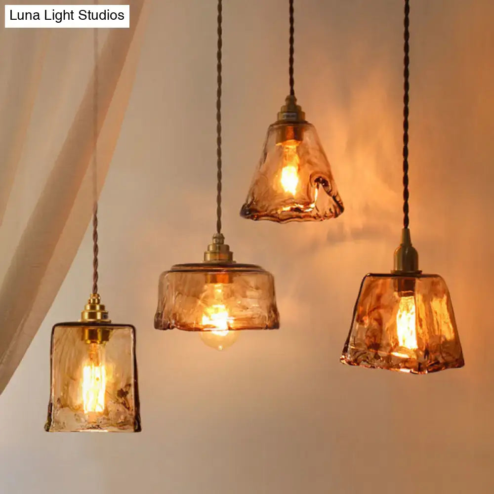 Vintage amber alabaster glass pendant light for living room