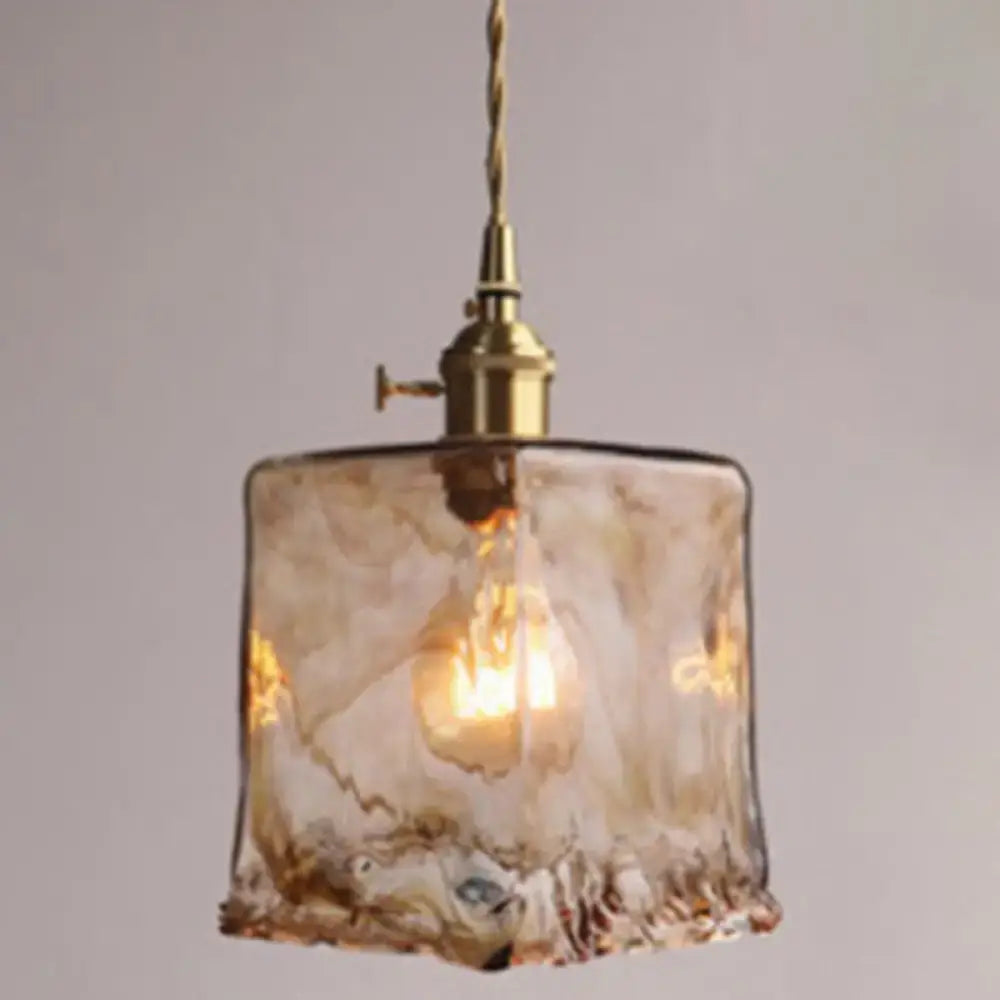 Vintage amber alabaster glass pendant light for living room
