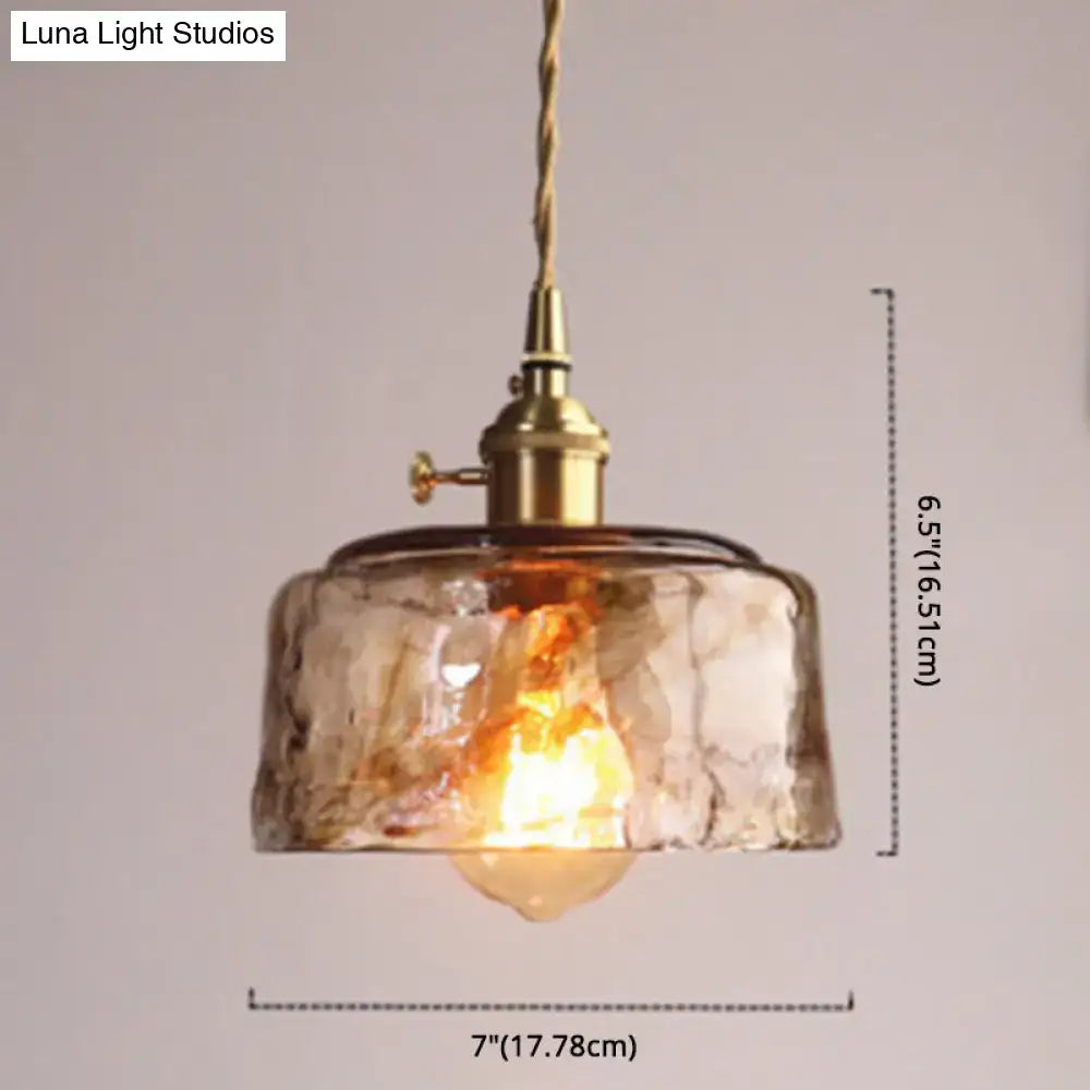 Vintage amber alabaster glass pendant light for living room