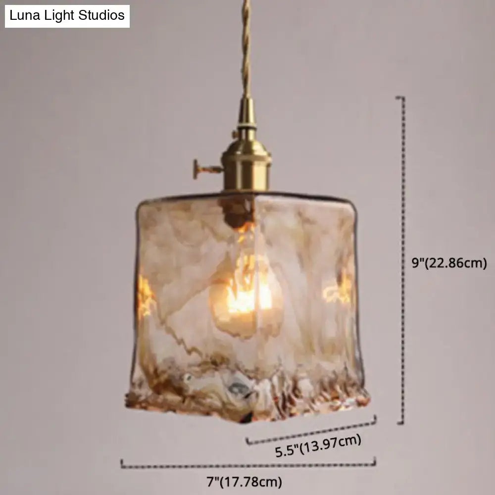 Vintage amber alabaster glass pendant light for living room