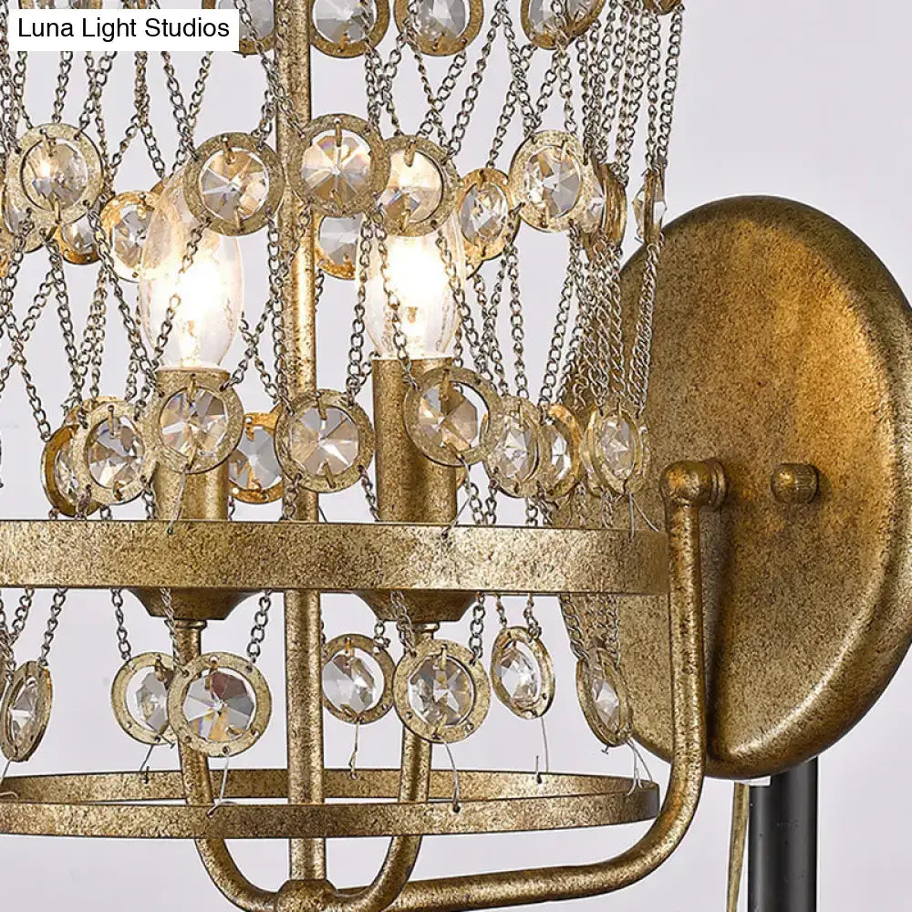 Vintage antique brass crystal wall sconce – bedroom e12 e14 light