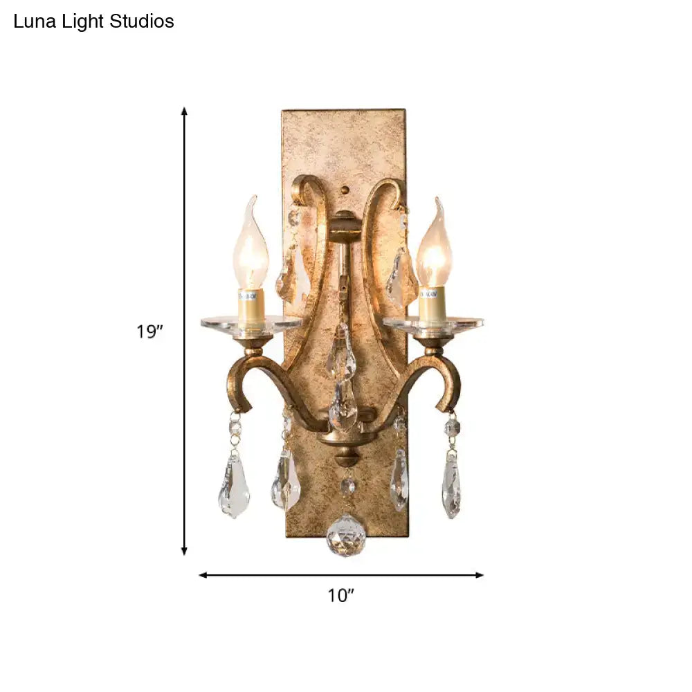 Vintage antique gold and dark purple wall lamp bedroom sconce