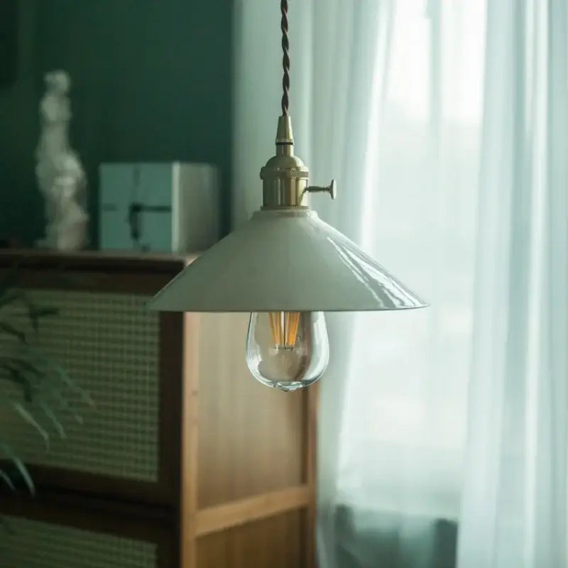Vintage beige ceramic led pendant lamp for kitchen or dining room