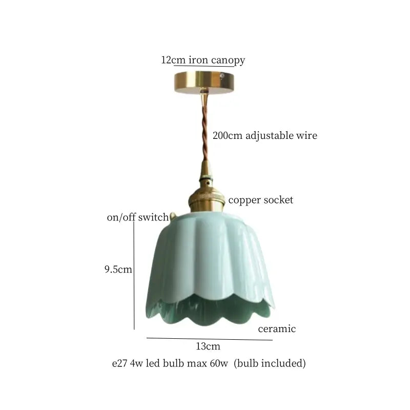 Vintage beige ceramic led pendant lamp for kitchen or dining room
