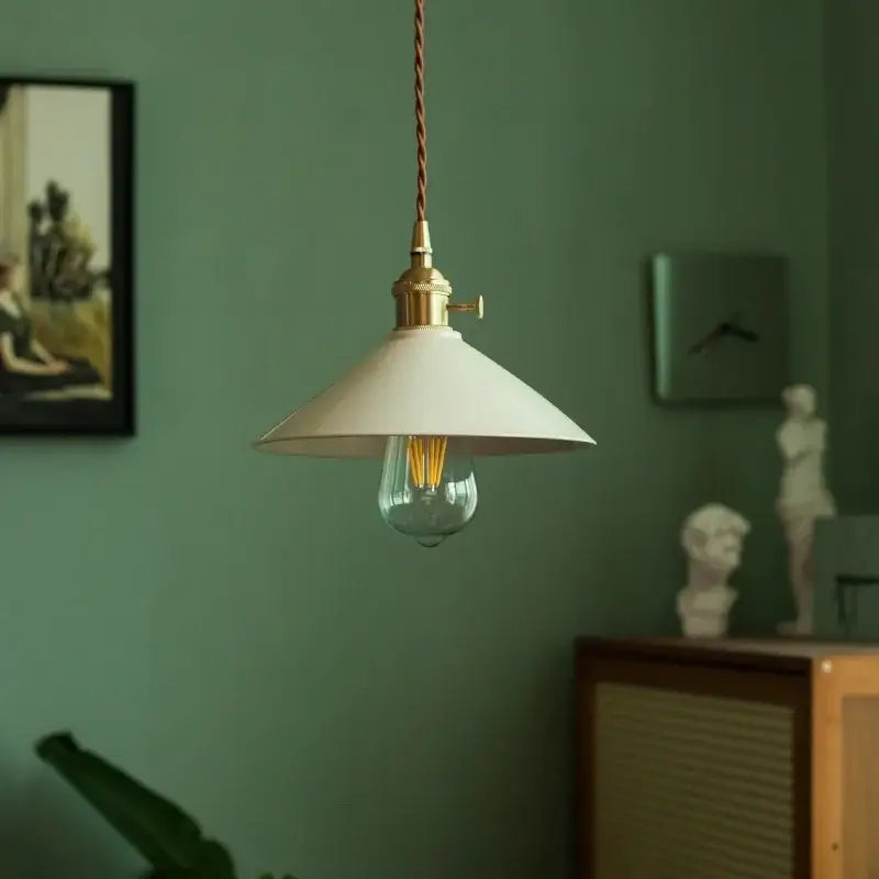 Vintage beige ceramic led pendant lamp for kitchen or dining room
