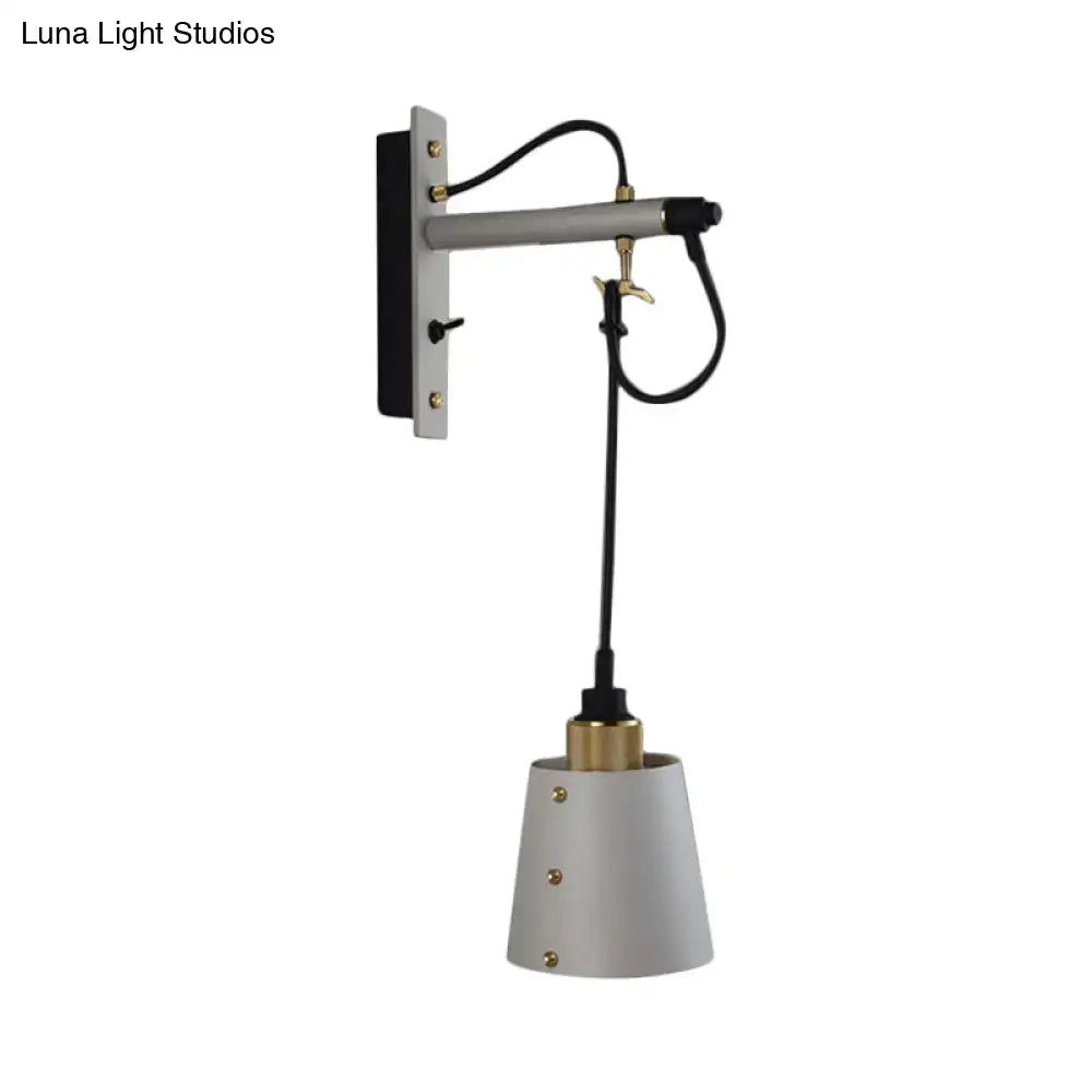Vintage bell wall lamp with black & white finish for bedroom