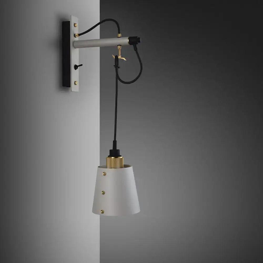 Vintage bell wall lamp with black & white finish for bedroom