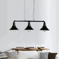 Vintage black 3-light conical island light fixture for dining room