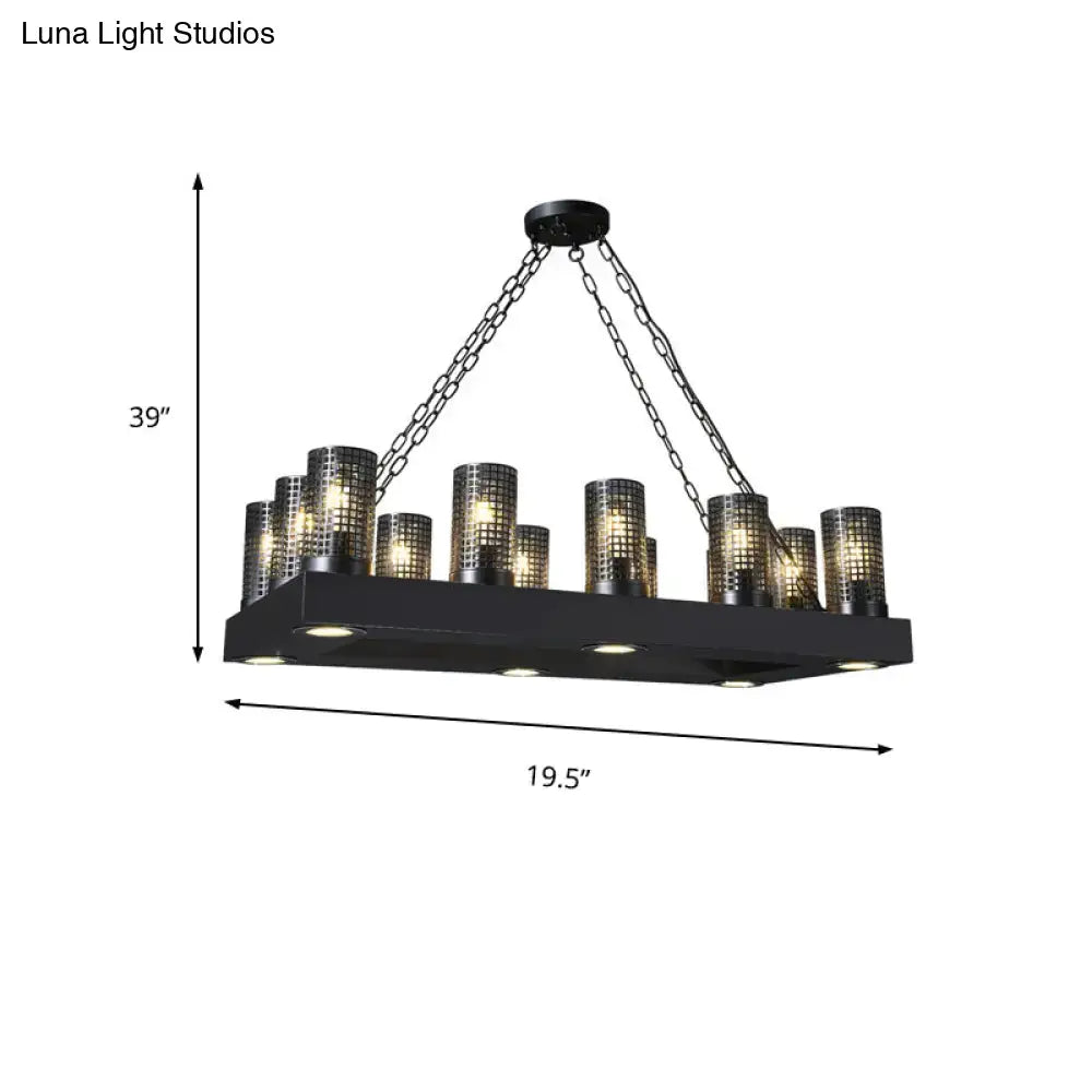 Vintage black & bronze cylinder restaurant island lamp – dining room