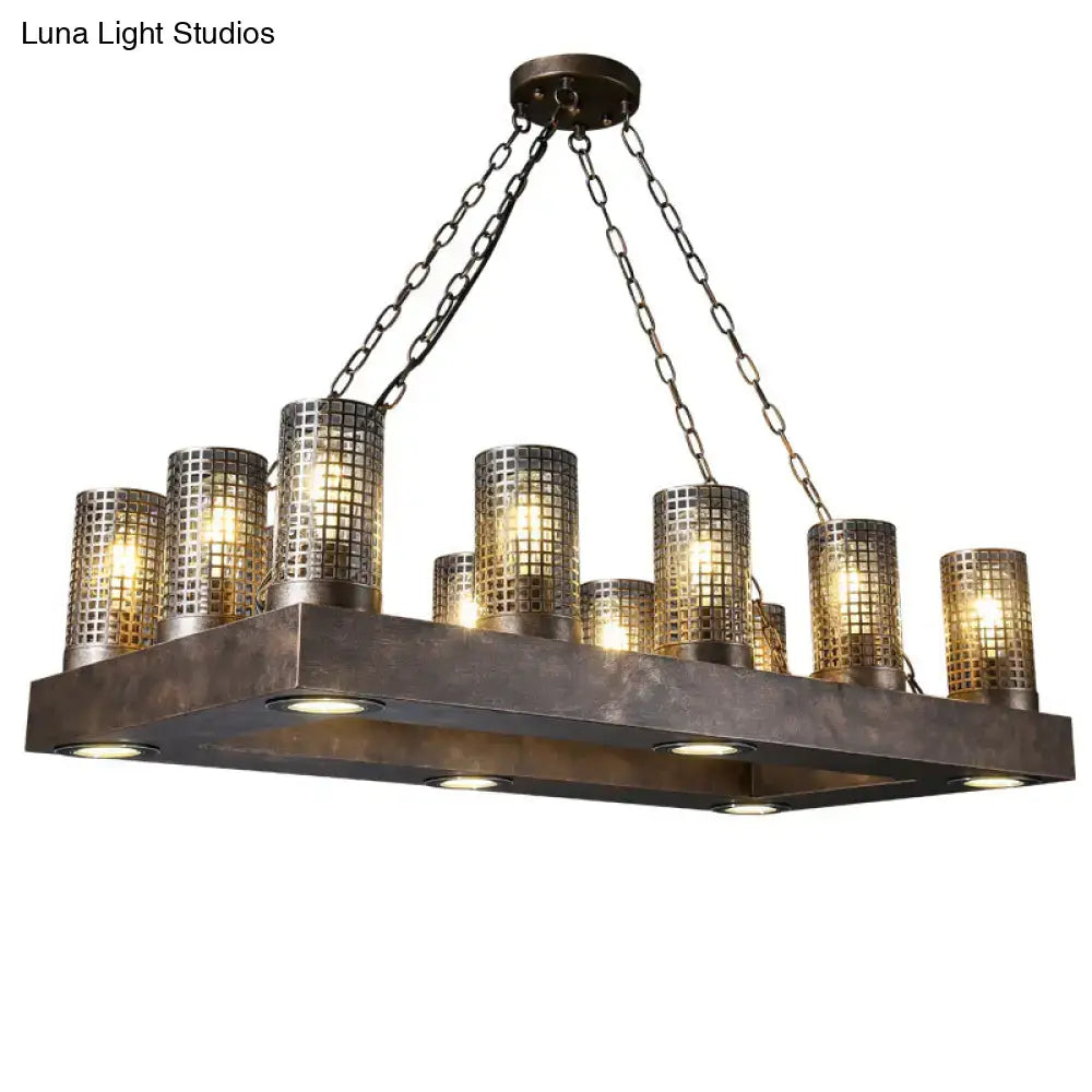 Vintage black & bronze cylinder restaurant island lamp – dining room