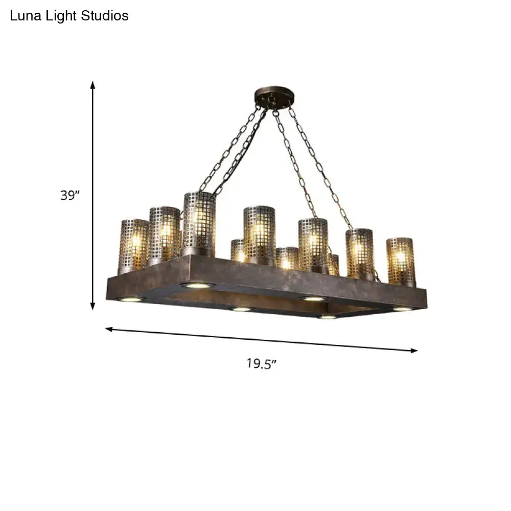 Vintage black & bronze cylinder restaurant island lamp – dining room
