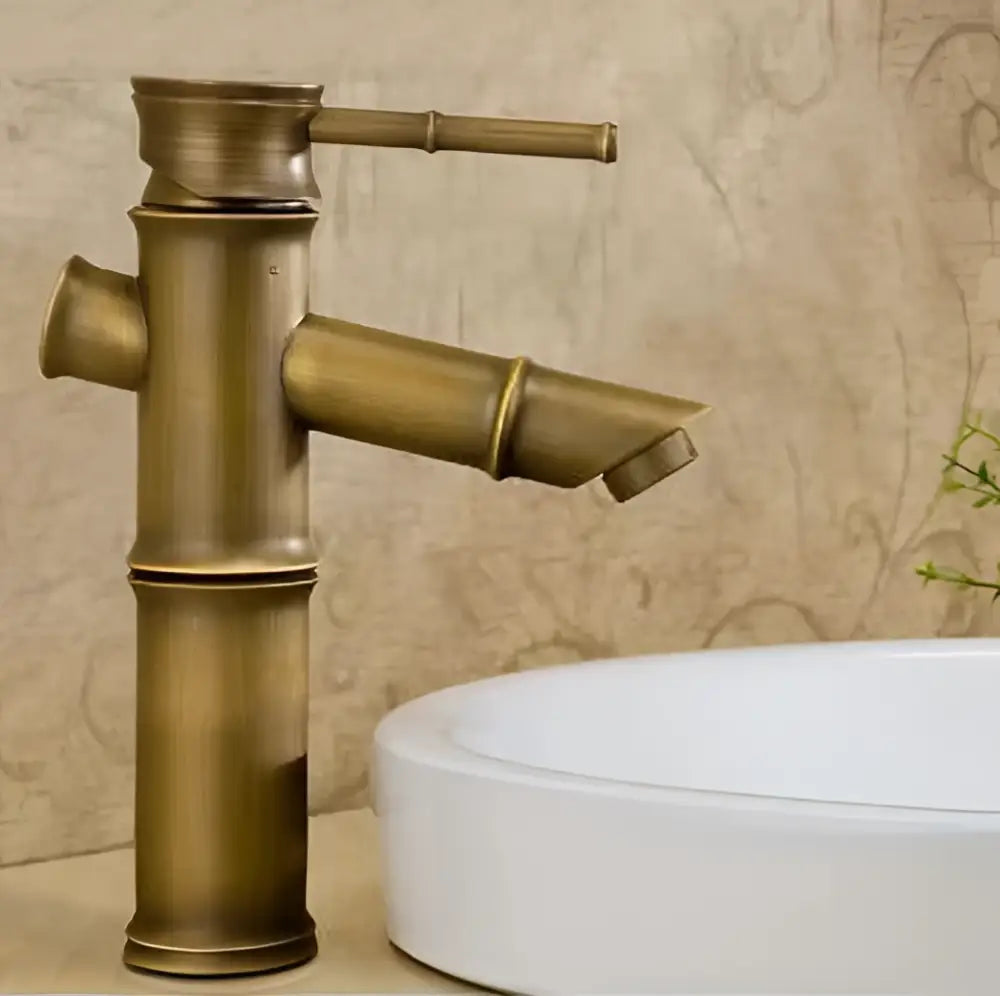 Vintage black & copper bamboo bathroom faucet – bathroom sink tap
