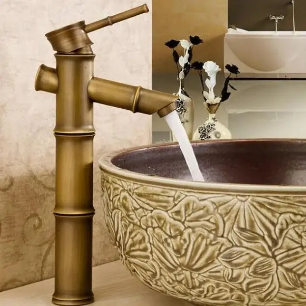 Vintage black & copper bamboo bathroom faucet – bathroom sink tap