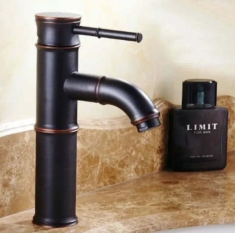 Vintage black & copper bamboo bathroom faucet – bathroom sink tap