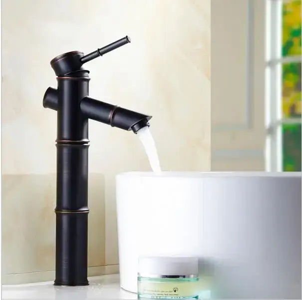 Vintage black & copper bamboo bathroom faucet – bathroom sink tap