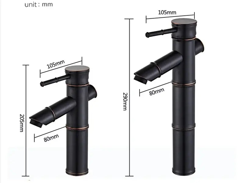 Vintage black & copper bamboo bathroom faucet – bathroom sink tap