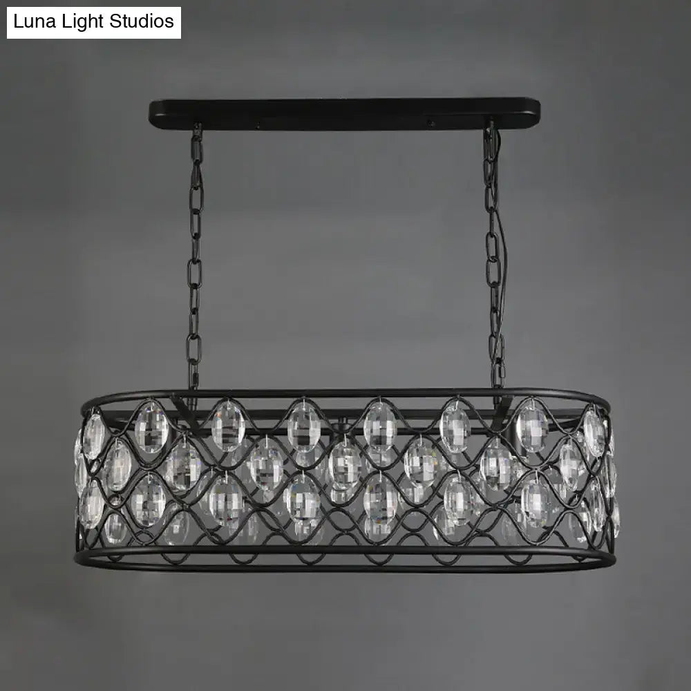 Vintage black crystal oval hanging light dining room chandelier